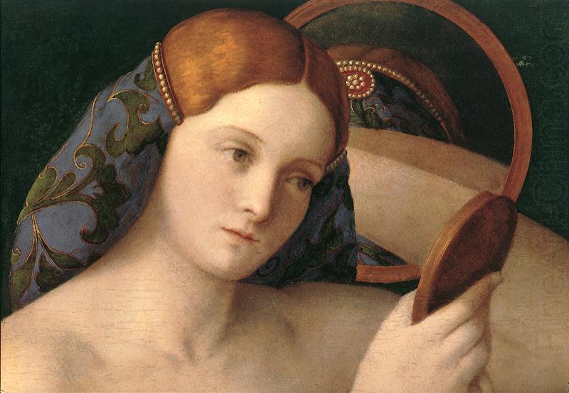 BELLINI, Giovanni Naked Young Woman in Front of the Mirror (detail) china oil painting image